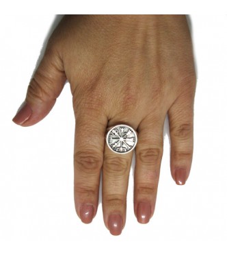 R001963 Genuine sterling silver ring Vegvisir solid hallmarked 925 adjustable size